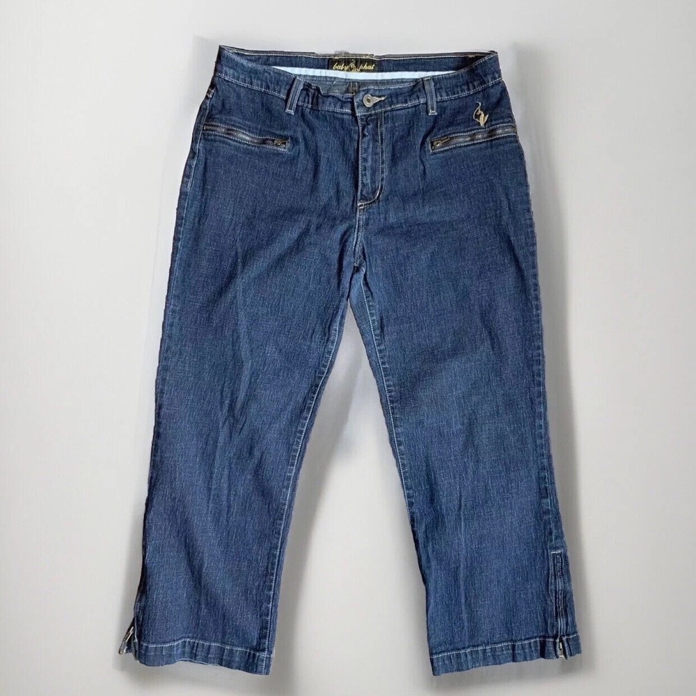 Baby Phat Cropped Wide Leg Jeans Women 11 Blue Zipper Ankle Y2K Streetwear Denim